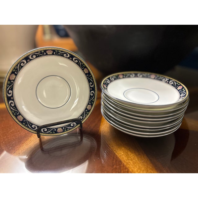 1950s 1950s Wedgwood Bone China Runnymede W4472 Saucers- Set of 5 For Sale - Image 5 of 7