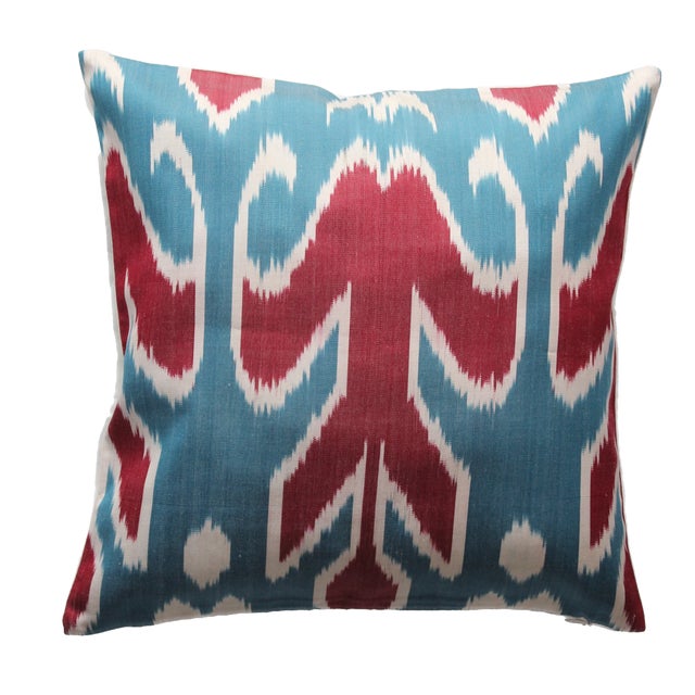 Textile Contemporary Silk Ikat Bohemian Turkish Pillow For Sale - Image 7 of 7