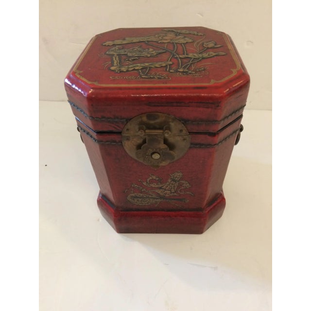 Chinoiserie Leather Embossed Decorative Box For Sale - Image 13 of 13
