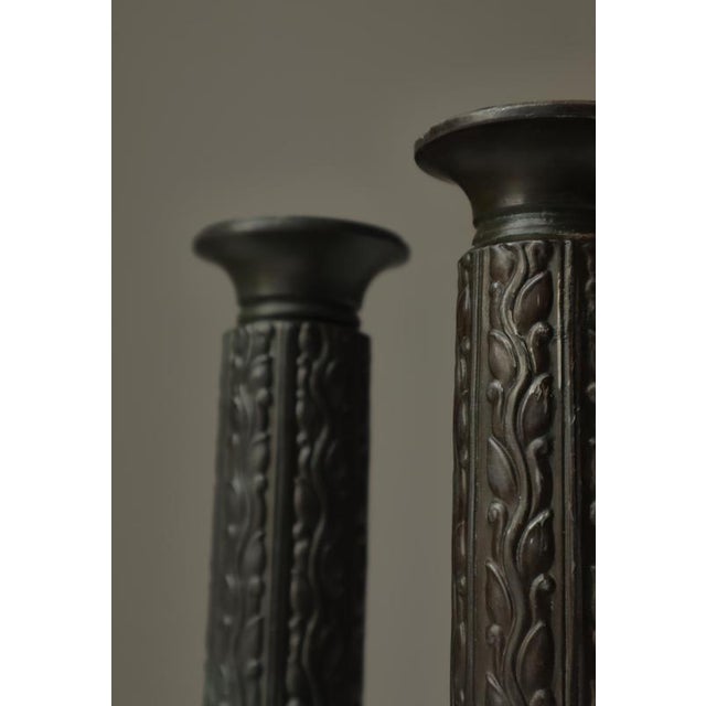 Art Deco Candlesticks in Patinated Disko Metal from Just Andersen, Denmark, 1930s, Set of 2 For Sale - Image 10 of 14