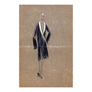 Lanvin of Paris C1920s Original Fashion Illustration in Gouache For Sale