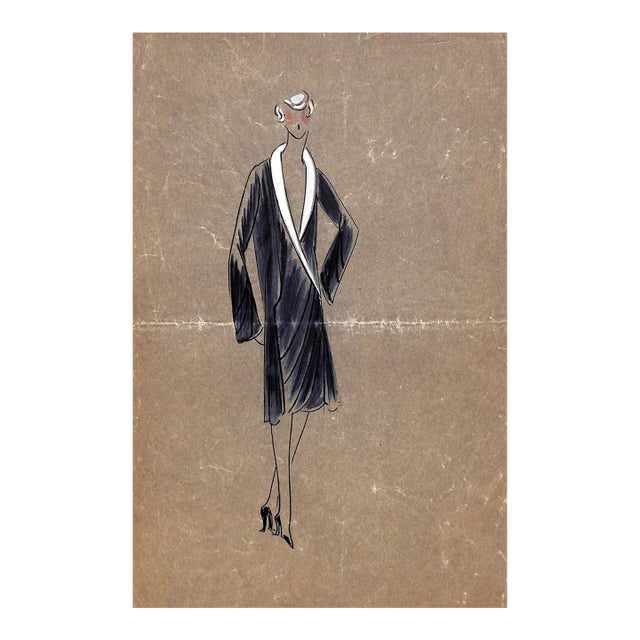 Lanvin of Paris C1920s Original Fashion Illustration in Gouache For Sale