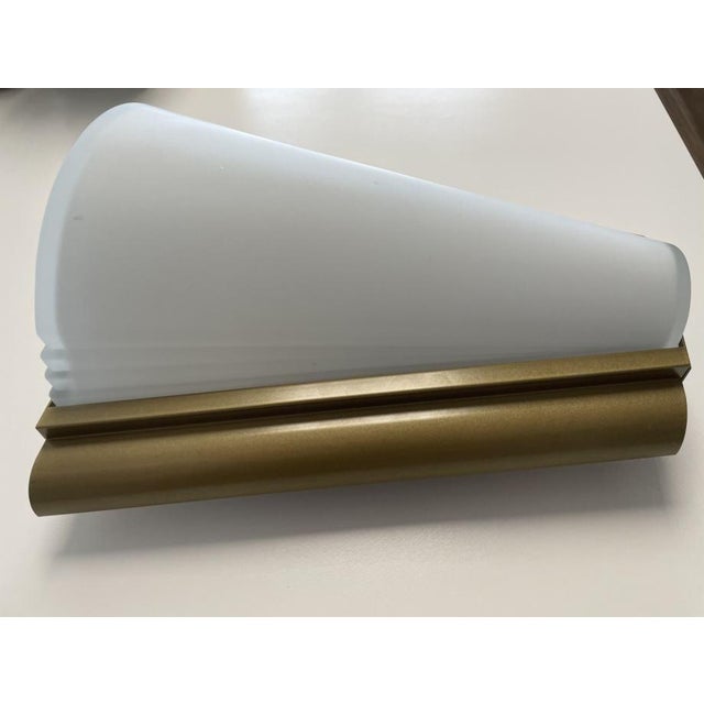 1990s Modern Italian Brass & Opal Glass Wall Sconces by Victoria - a Pair For Sale - Image 4 of 6