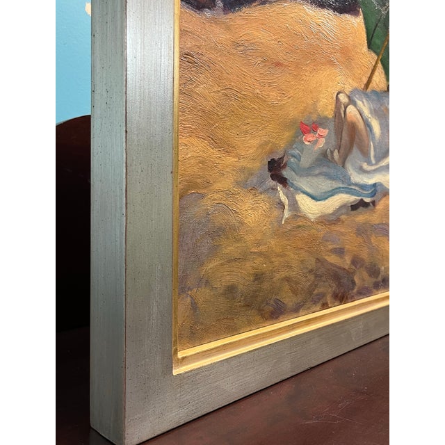 Antique 1920s Impressionistic Oil on Canvas Beach Scene For Sale - Image 10 of 12