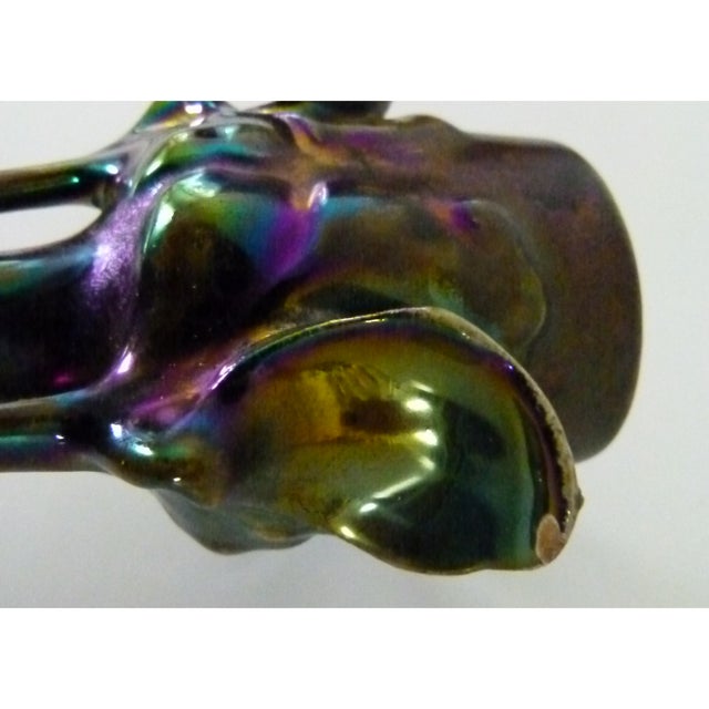 1900s Austrian Art Nouveau Heliosine Iridescent Iris Ceramic Vase by Karl Rudolf Ditmar For Sale - Image 9 of 13