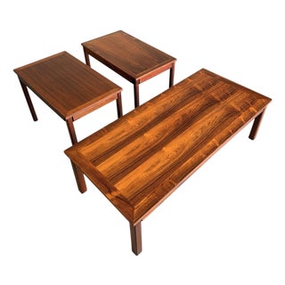 Mid Century Danish Rosewood Coffee and Two Side Tables Set For Sale