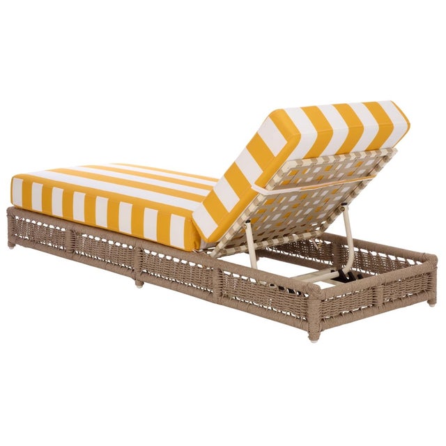 Transitional Callan Chaise Lounge, Heather Tan/Yellow Stripe For Sale - Image 3 of 12