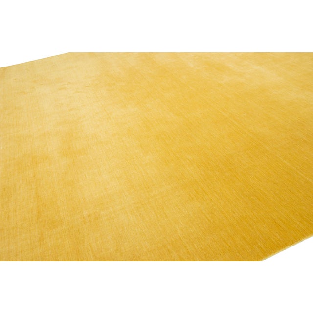 2020s Apadana's Modern Handmade Gabbeh Plush Wool Rug in Yellow For Sale - Image 5 of 11