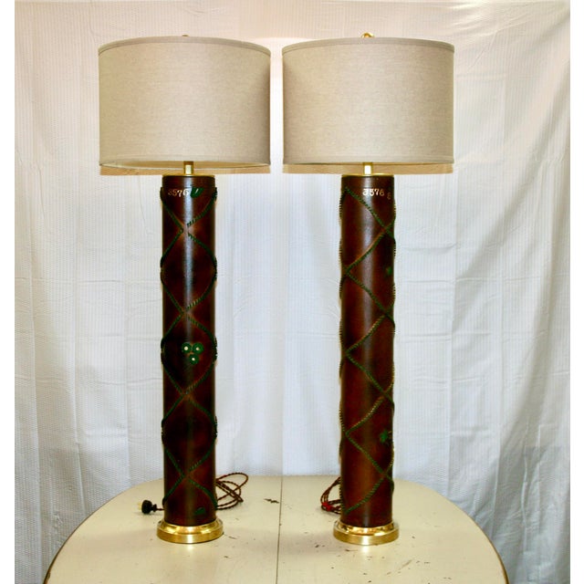Tall Antique Wallpaper Roller Lamps a Pair Chairish