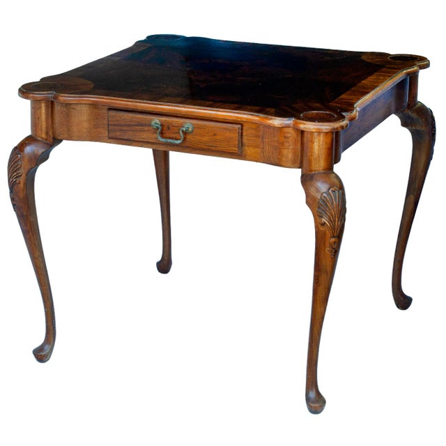 Vintage Wooden Game Table W/2 Drawers For Sale - Image 4 of 7