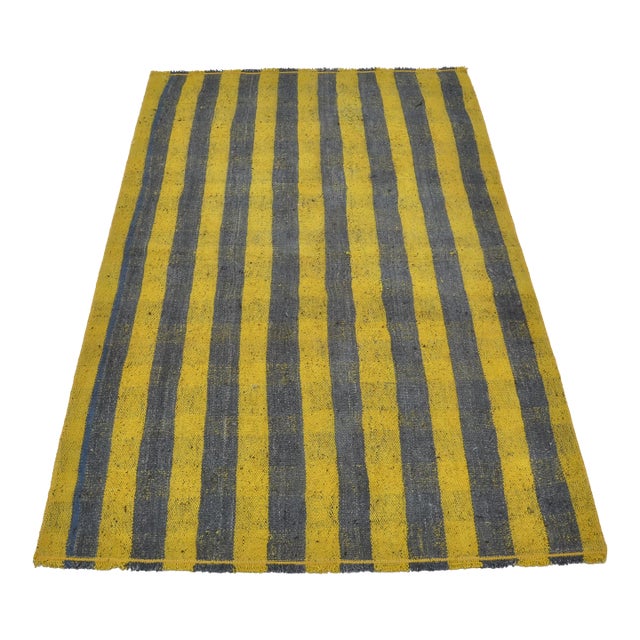 Neutral Stripe Vintage Wool Kilim Rug For Sale