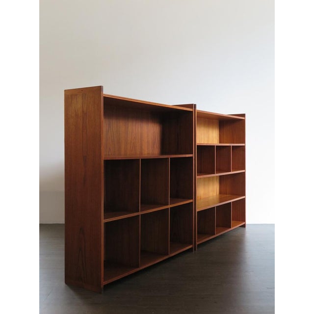 Pair of Teak Scandinavian Bookstores designed by Grete Jalk and produced by P. Jeppesens Møbelfabrik, displaceable or...
