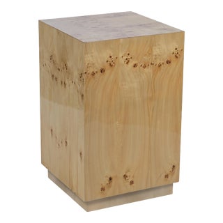 Lolita Burl Wood Veneer Stool / Table, Square For Sale