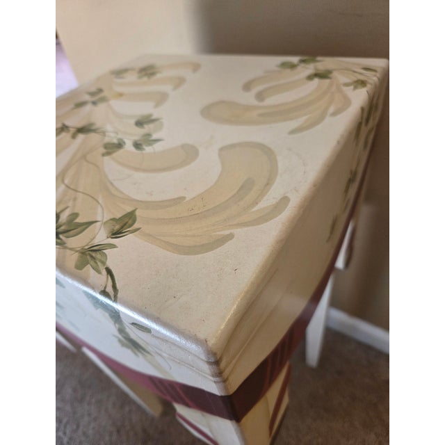 Late 20th Century Trompe L’oeil Faux Draped Wood Side Table For Sale - Image 10 of 11