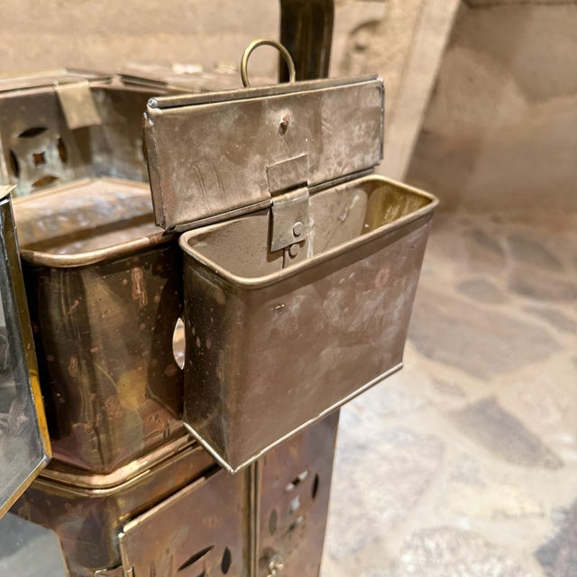 For your consideration, an antique brass Asian street vendor noodle cart. Used by vendors to serve noodles and dumplings....