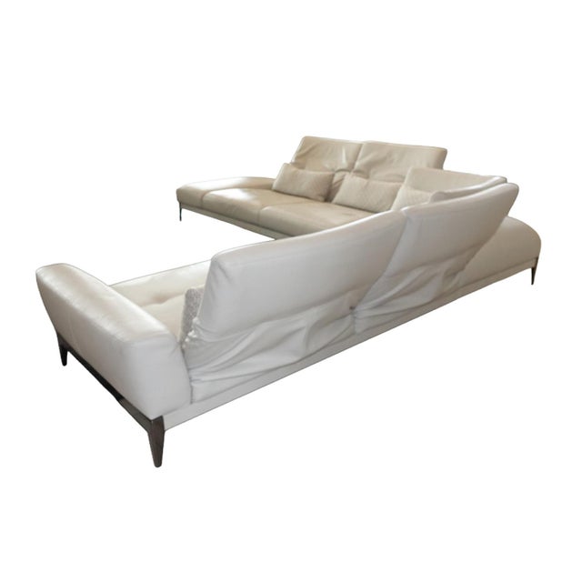 Roche Bobois Connexe Corner Sectional in Soave Leather - Gris Nuage For Sale - Image 9 of 17