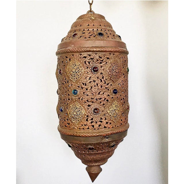 Mid 20th Century Vintage Moroccan Moorish Pendant Lantern Chandelier – Alberto Pinto Style Ceiling Light For Sale - Image 5 of 11