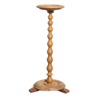 Scandinavian Pedestal Stand in Oak with Turned Column, 1950s For Sale