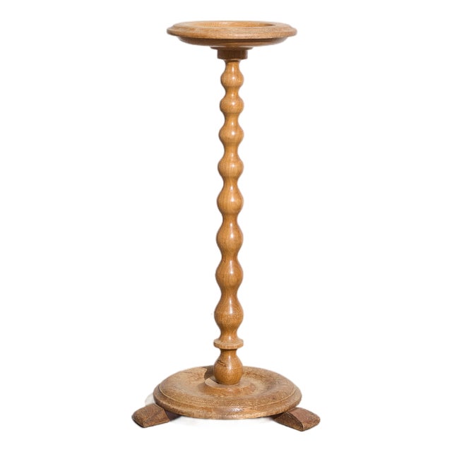 Scandinavian Pedestal Stand in Oak with Turned Column, 1950s For Sale