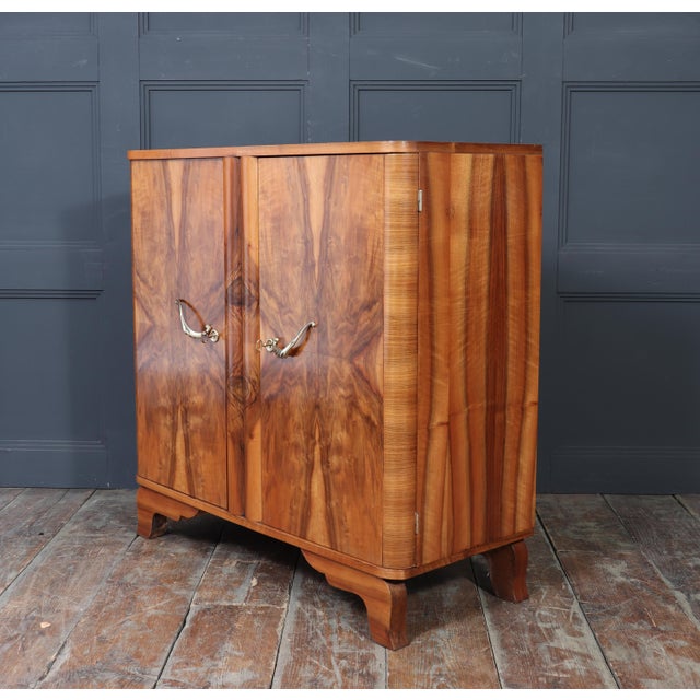 Wood Art Deco French Walnut Two-Door Figured Buffet, 1930 For Sale - Image 7 of 16