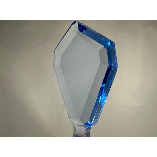 Early 20th Century Art Deco Czech Crystal Perfume Bottle with Blue Stopper For Sale - Image 5 of 10