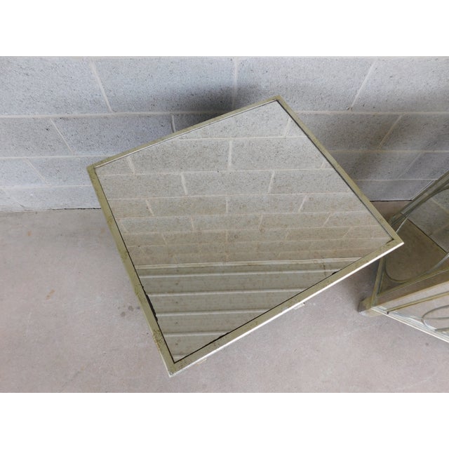 Early 21st Century Hollywood Regency Silver With Mirrored Paneling Nightstands - A Pair For Sale - Image 5 of 17