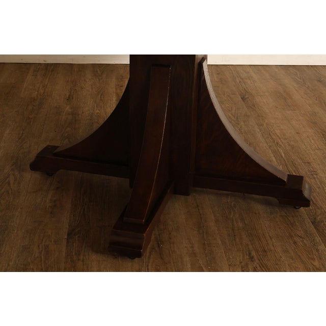 Antique Stickley Brothers 48" Round Oak Dining Table w/2 leaves For Sale - Image 10 of 18