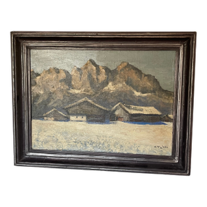 Folk Art 1940's in the Style of Alfons Walde German Impressionist Oil on Canvas Painting