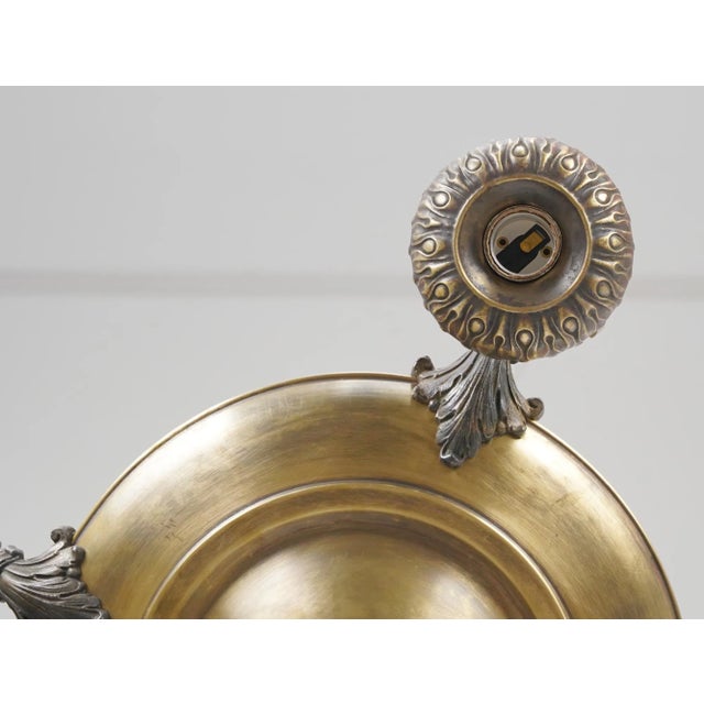 Mid 20th Century Victorian Brass 4 Exposed Bulbs Pan Chandelier For Sale - Image 10 of 12