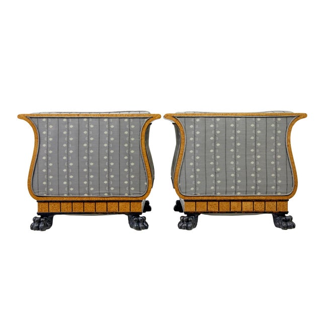 Set of Art Deco Burr Birch Club Armchairs, 1920s For Sale - Image 9 of 11