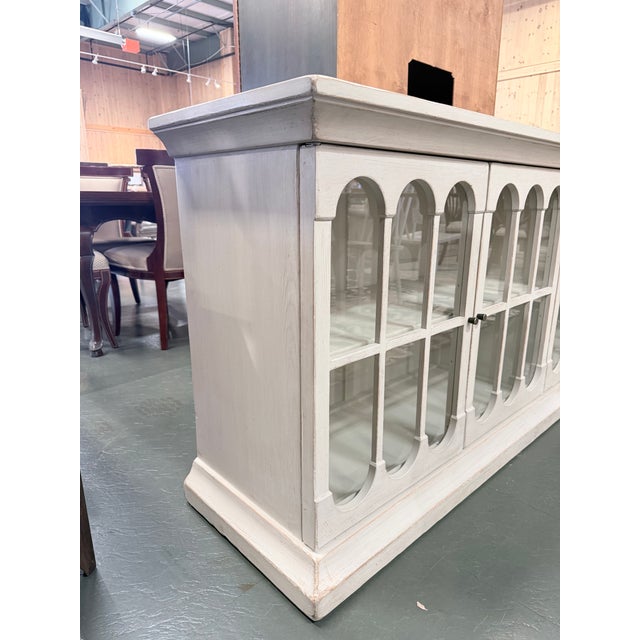 Oka Swedish Gustavian Style Washed Grey Sideboard For Sale - Image 4 of 10