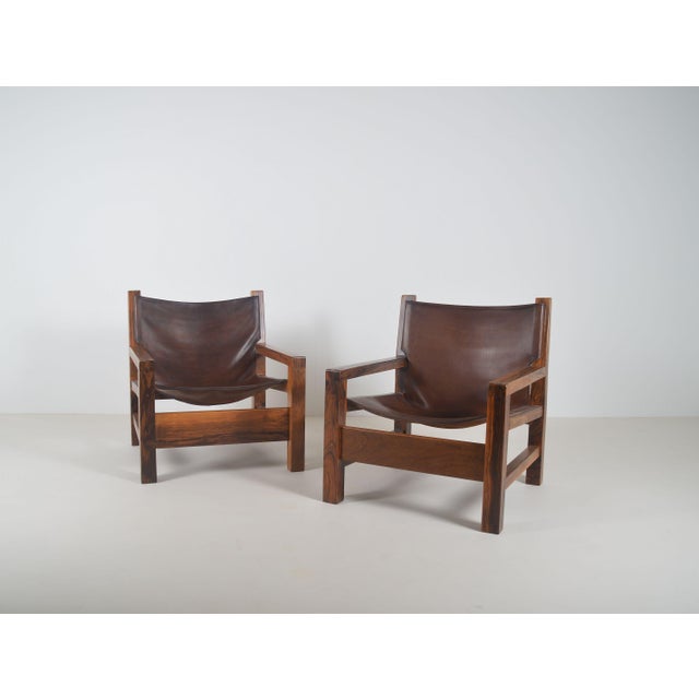 French Armchairs in Olive Wood and Saddle Leather, 1970s, Set of 2 For Sale - Image 16 of 16