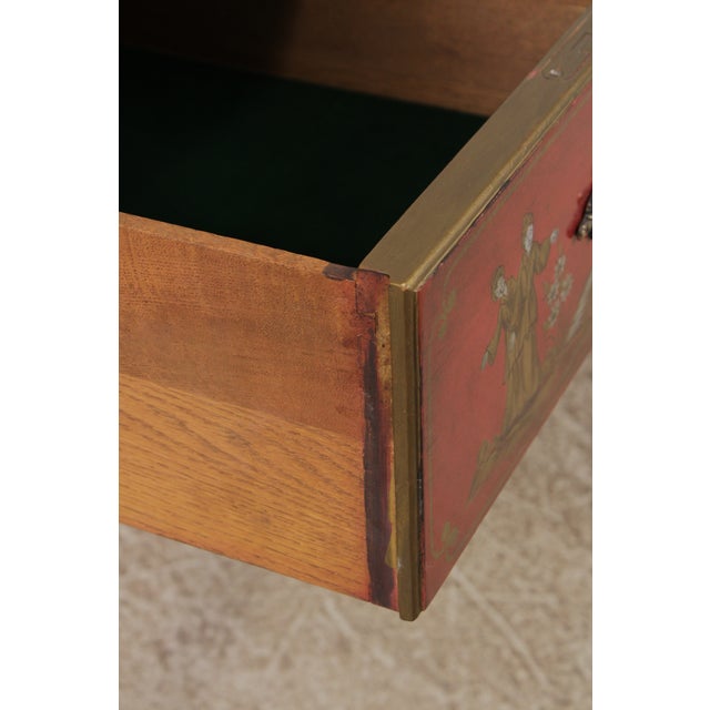 Wood Baker 3 Drawer Chinoiserie Style Leather Top Desk Bureau Plat For Sale - Image 7 of 17
