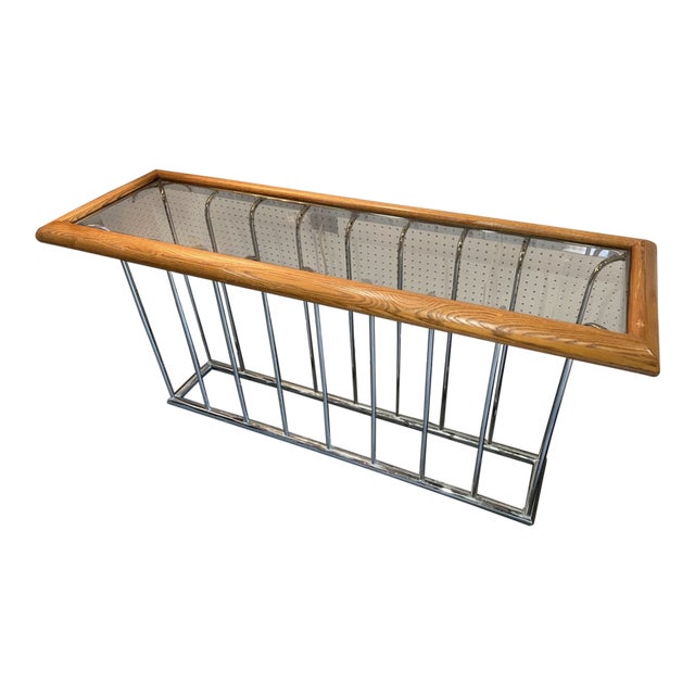 1960s Mid Century Modern Milo Baughman Style Smoked Glass Console Table For Sale