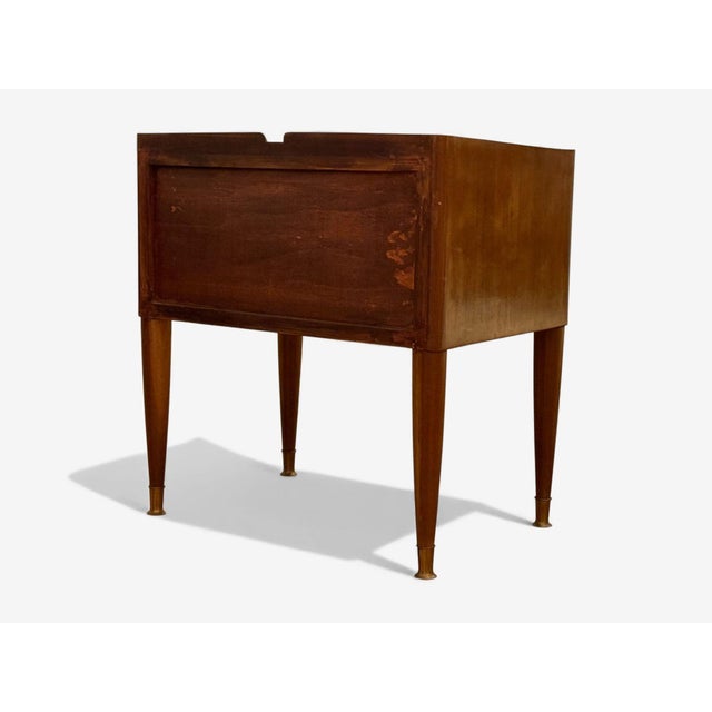 Italian Modern, Stained Wood, Brass, Glass, Nightstands, Italy, 1950s For Sale - Image 13 of 13