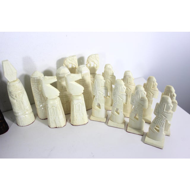 Full Set Vintage Carved Camel Bone Chess Pieces Egyptian For Sale - Image 6 of 17