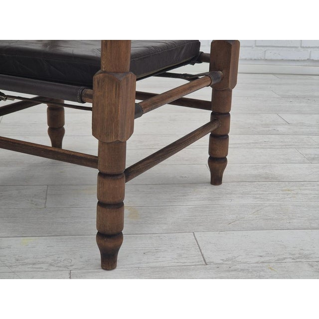 Scandinavian Safari Lounge Chair in Leather and Beech, 1960s For Sale - Image 9 of 18