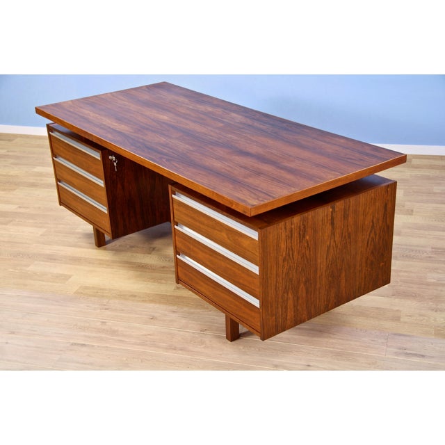 Fristho Vintage Dutch Freestanding Writing Desk in Rosewood by Kho Liang Ie for Fristho, 1960s For Sale - Image 4 of 12
