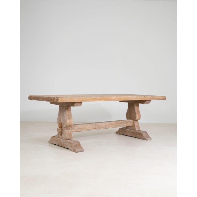 Oak Trestle Dining Table For Sale - Image 9 of 15