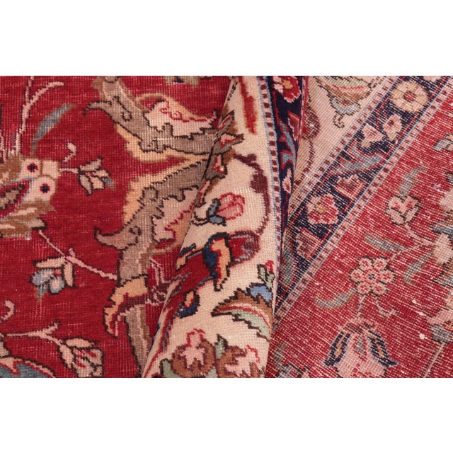 Beige Shabby Chic Tabriz Red/Beige Wool Rug - 10'3'' X 13'2'' For Sale - Image 8 of 10