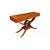 An elegant console table with strong Art Deco influences, featuring a refined burl veneer in warm amber tones and a...