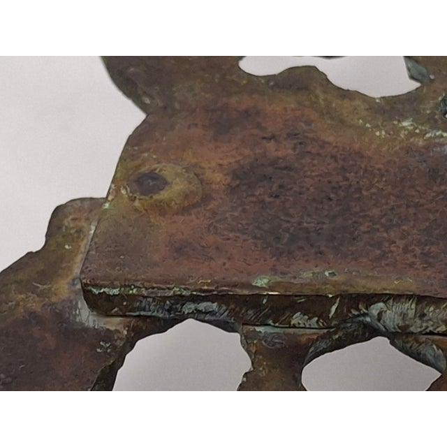 Museum-Grade 19th C. Monumental Moroccan Brass Hanukkah Menorah Oil Lamp Judaica For Sale - Image 10 of 16