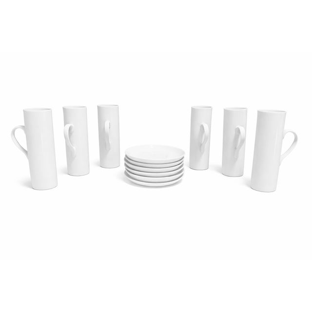 Mid-Century Modern 1960s Mid Century Modern LaGardo Tackett White Porcelain Espresso Demitasse Cups & Saucers- Set of Six Sets, 12 PCS For Sale - Image 3 of 6