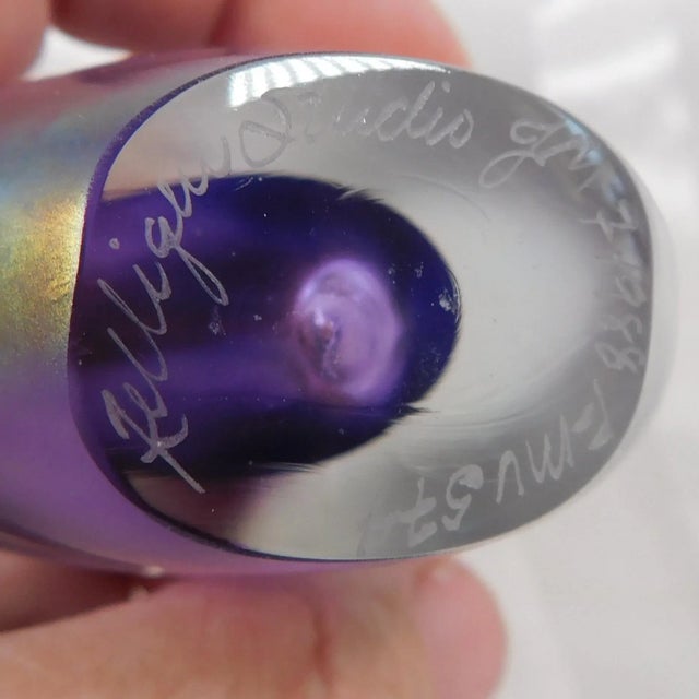 Glass Signed Purple Heart Shaped Zellique Perfume Bottle # 26422 For Sale - Image 7 of 7