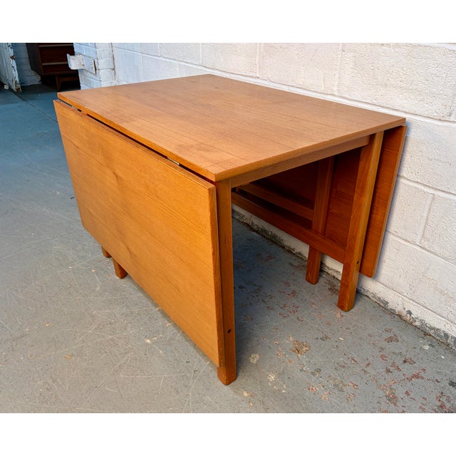 Mid 20th Century Drop-Leaf Solid Teak Dining Table From S. Burchardt Nielsen Danish-German For Sale - Image 14 of 18