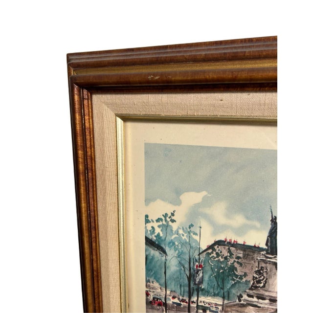 1960s Vintage Framed Watercolors of Paris Street Scenes, Set of 2 For Sale - Image 9 of 11