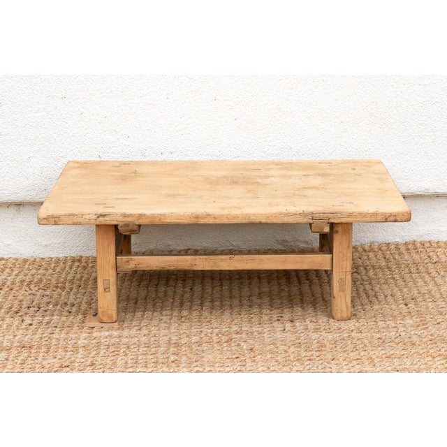 Wood Antique Rustic Stretcher Base End Table For Sale - Image 7 of 10
