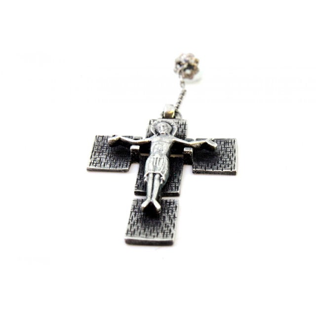 Metal Silver Rosary with Glass Beads and Crucifix For Sale - Image 7 of 9