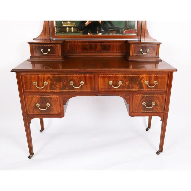 Antique Edwardian Mahogany Dressing Table & Mirror, 1900s For Sale - Image 8 of 18