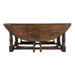 Antique French Hunt Wake Dining Table Oak Drop Leaf Gate Leg Console Sofa C1900 For Sale